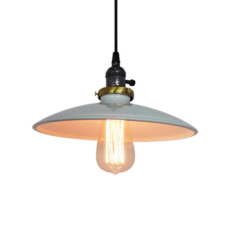 Vintage Metal Flared Hanging 1-Light Pendant Lamp For Balcony Ceiling In White/Black