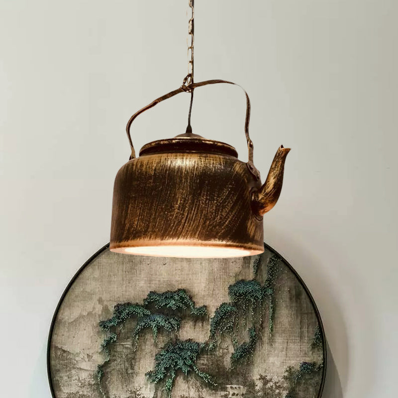 Vintage Metal Led Hanging Lamp For Teapot Restaurant - Black/Gold/Matte Black Finish