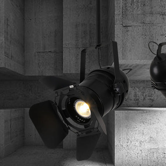 Art Deco Black Camera Shaped Hanging Pendant Lamp For Coffee House - Metallic Spotlight