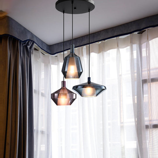 Industrial Wine Bottle Cluster Pendant Light - 3 Lights Thickened Glass Black