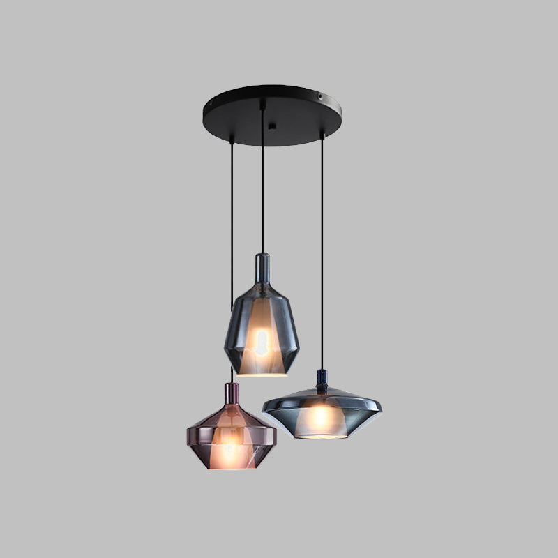 Industrial Wine Bottle Cluster Pendant Light - 3 Lights Thickened Glass Black