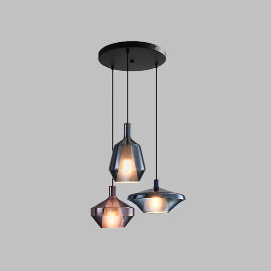 Industrial Wine Bottle Cluster Pendant Light - 3 Lights Thickened Glass Black