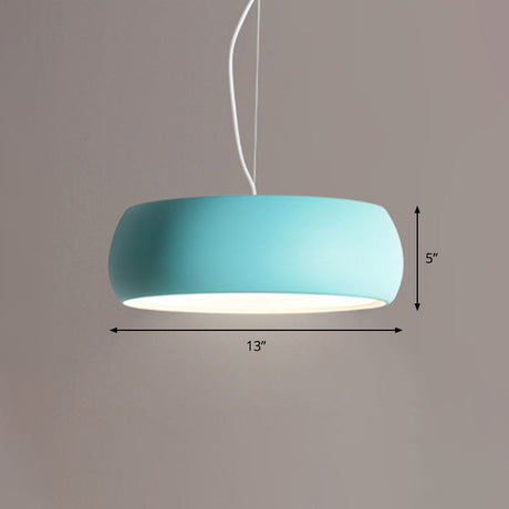 Macaron Blue Bowl Hanging Lamp Kit - 10/13/17 Wide Metal Pendant Light With Diffuser