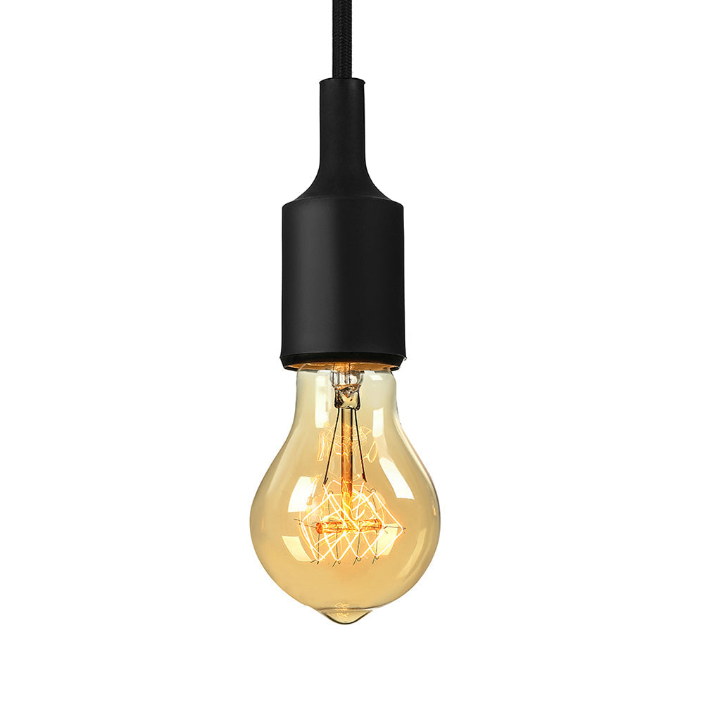 Industrial Pendant Lighting: Silica Gel Exposed Bulb 1 Head Adjustable Cord Black/White