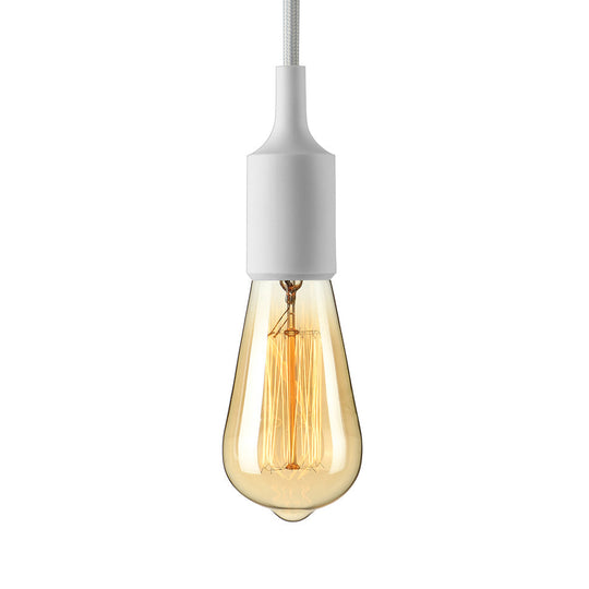 Industrial Pendant Lighting: Silica Gel Exposed Bulb 1 Head Adjustable Cord Black/White