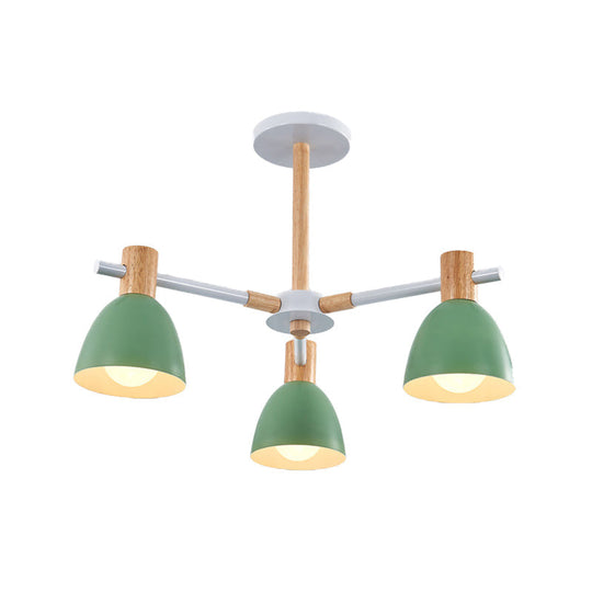 Modern Metallic Macaron Chandelier: Stylish Candy-Colored Game Room Lighting 3 / Green