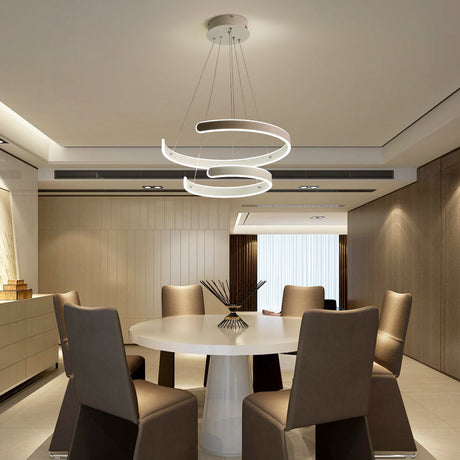 White Pendant Light For Dining Room Contemporary Multi-Ring Hanging Lamp With Neutral