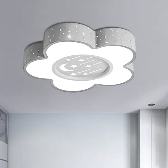 Children’s Hollow Flower Led Ceiling Mount Light With Moon And Star Cartoon Design
