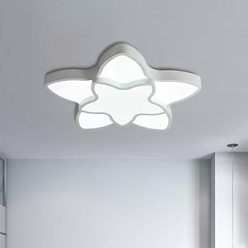 Cartoon Led Flush Mount Light: Vibrant 2-Star Acrylic Ceiling Lamp For Corridor And Kids Bedroom