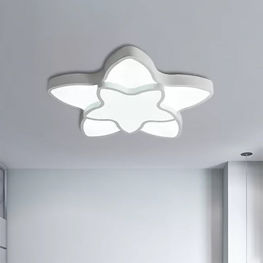 Cartoon Led Flush Mount Light: Vibrant 2-Star Acrylic Ceiling Lamp For Corridor And Kids Bedroom