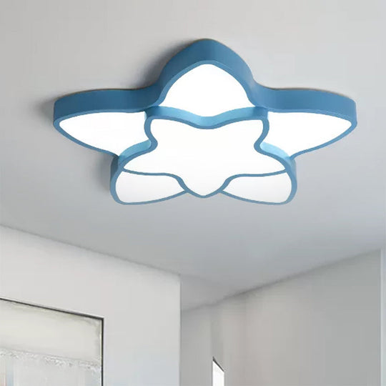 Cartoon Led Flush Mount Light: Vibrant 2-Star Acrylic Ceiling Lamp For Corridor And Kid’s Bedroom