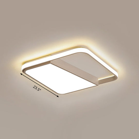 Modern Acrylic Led Box Ceiling Lamp In Warm/White Light - Remote Control Dimmable