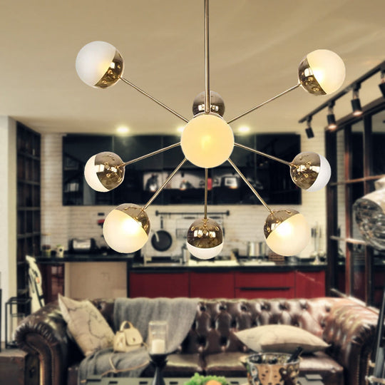 Globe Esszimmer-Halbdeckenleuchte mit weißem/klarem/rauchgrauem Glas – 9/12/15 Lichter – Modernes Design in Kupfer/Chrom/Gold