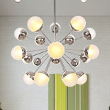 Globe Esszimmer-Halbdeckenleuchte mit weißem/klarem/rauchgrauem Glas – 9/12/15 Lichter – Modernes Design in Kupfer/Chrom/Gold