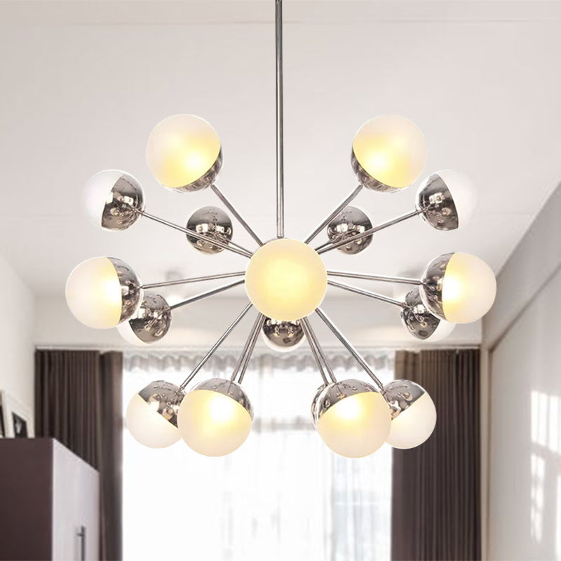Globe Esszimmer-Halbdeckenleuchte mit weißem/klarem/rauchgrauem Glas – 9/12/15 Lichter – Modernes Design in Kupfer/Chrom/Gold