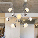 Globe Esszimmer-Halbdeckenleuchte mit weißem/klarem/rauchgrauem Glas – 9/12/15 Lichter – Modernes Design in Kupfer/Chrom/Gold