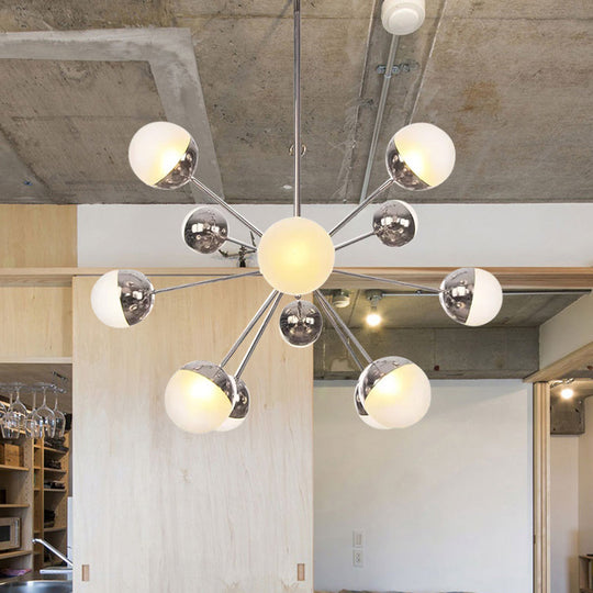 Globe Esszimmer-Halbdeckenleuchte mit weißem/klarem/rauchgrauem Glas – 9/12/15 Lichter – Modernes Design in Kupfer/Chrom/Gold