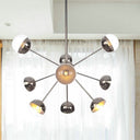 Globe Esszimmer-Halbdeckenleuchte mit weißem/klarem/rauchgrauem Glas – 9/12/15 Lichter – Modernes Design in Kupfer/Chrom/Gold