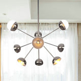 Globe Esszimmer-Halbdeckenleuchte mit weißem/klarem/rauchgrauem Glas – 9/12/15 Lichter – Modernes Design in Kupfer/Chrom/Gold