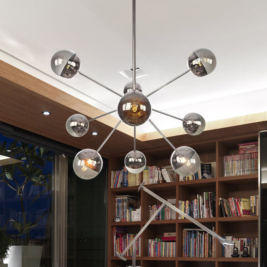 Globe Esszimmer-Halbdeckenleuchte mit weißem/klarem/rauchgrauem Glas – 9/12/15 Lichter – Modernes Design in Kupfer/Chrom/Gold