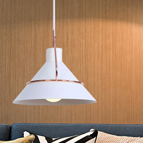 Contemporary Metal Pendant Lamp - 1 Light Minimalist Hanging Fixture For Living Room In White/Black