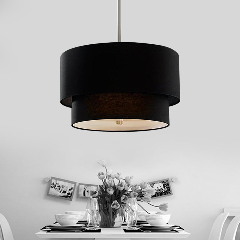 Traditional Layered Tier Chandelier - 3-Light Ceiling Light In Black/White/Flaxen 16/19.5/23.5 Wide