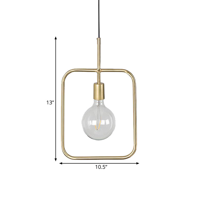 Contemporary Gold Metal Pendant Light With Exposed Bulb And Skeleton Design