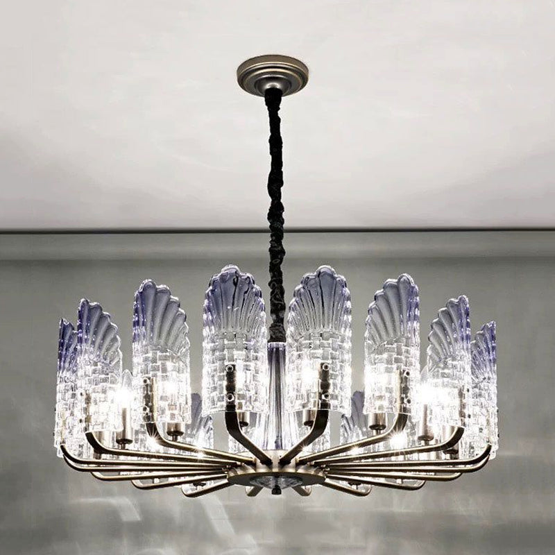Contemporary Crystal & Metal Chandelier Lighting - Brass Finish 8/9/10 Lights