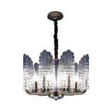 Contemporary Crystal And Metal Chandelier With Radial Lights In Brass Finish - 8/9/10 Lamps