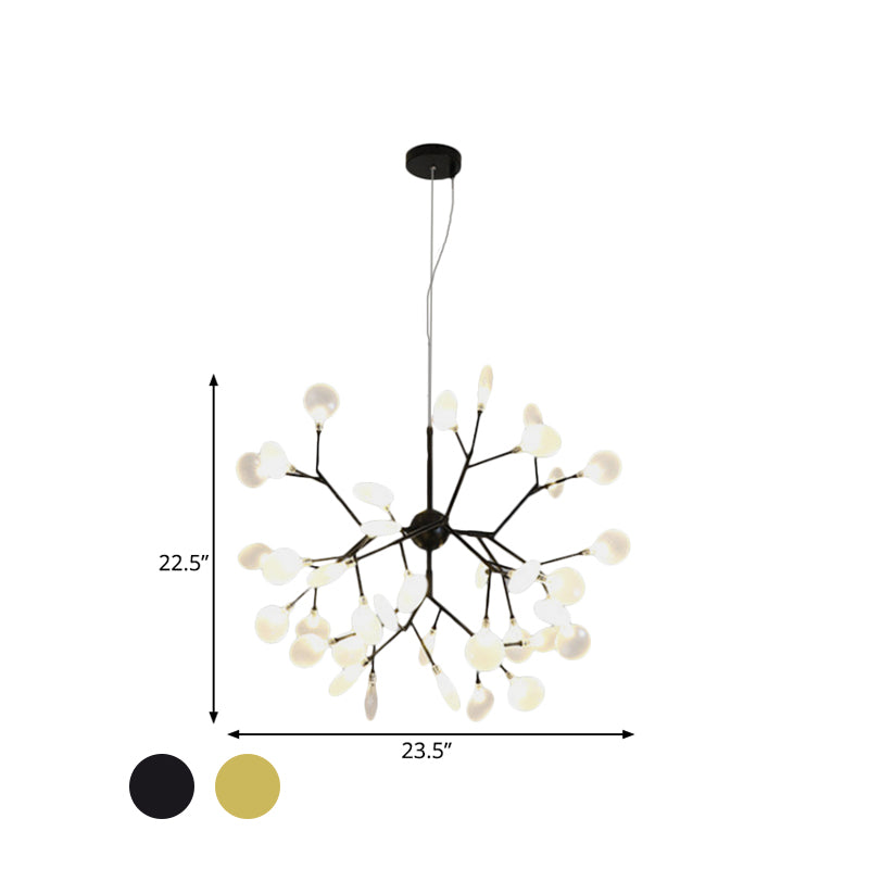 Modern Heracleum Chandelier With Opaline Glass 36/45/54 Heads Black/Gold