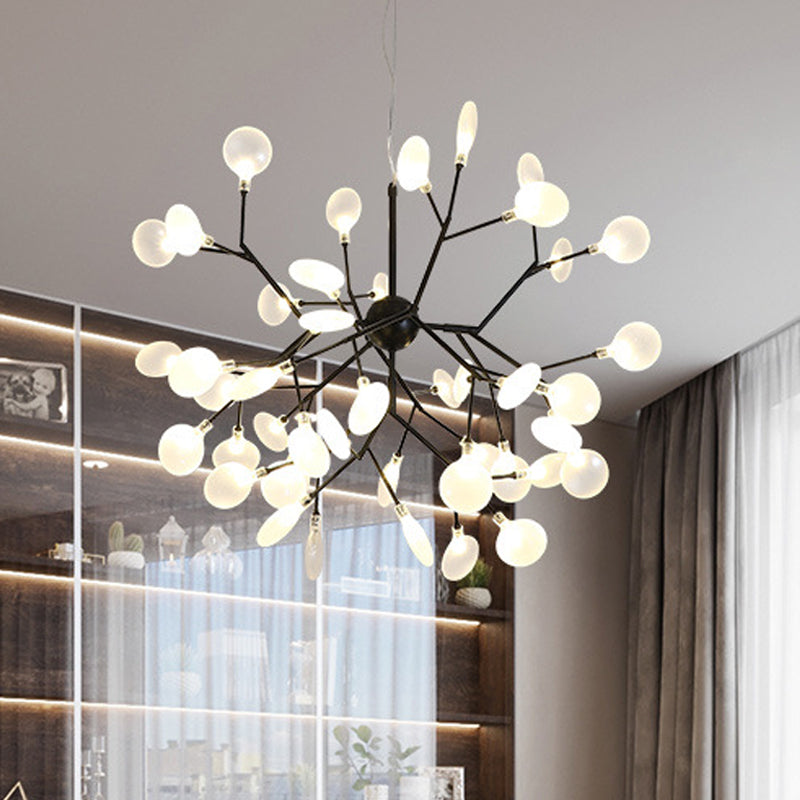 Modern Heracleum Chandelier With Opaline Glass 36/45/54 Heads Black/Gold