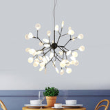 Modern Heracleum Chandelier With Opaline Glass 36/45/54 Heads Black/Gold 45 / Black