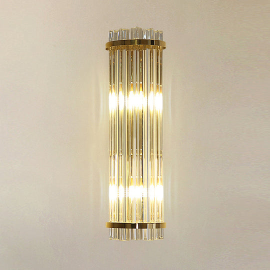 Modern Clear Crystal Wall Sconce Lamp - 2 Lights Gold Finish 14/21.5 Width