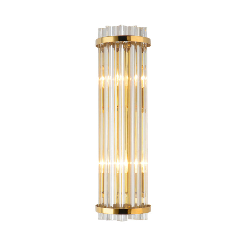 Modern Clear Crystal Wall Sconce Lamp - 2 Lights Gold Finish 14/21.5 Width