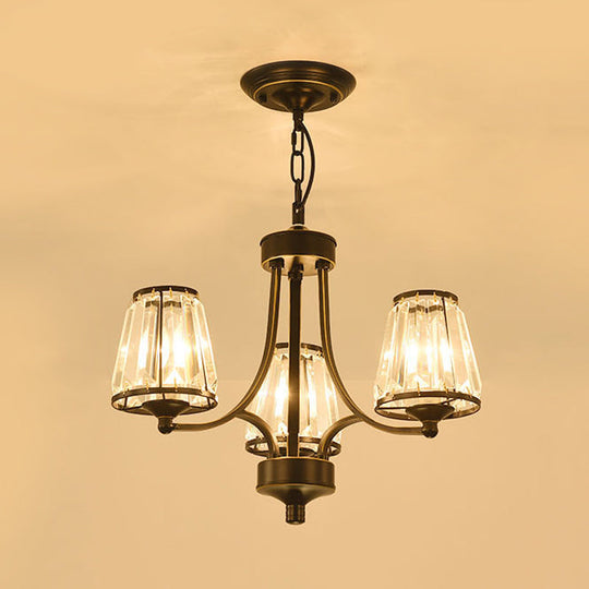 Circular Crystal Chandelier Lamp: Elegant Hanging Light For Bedrooms With Gold/Black Touches -