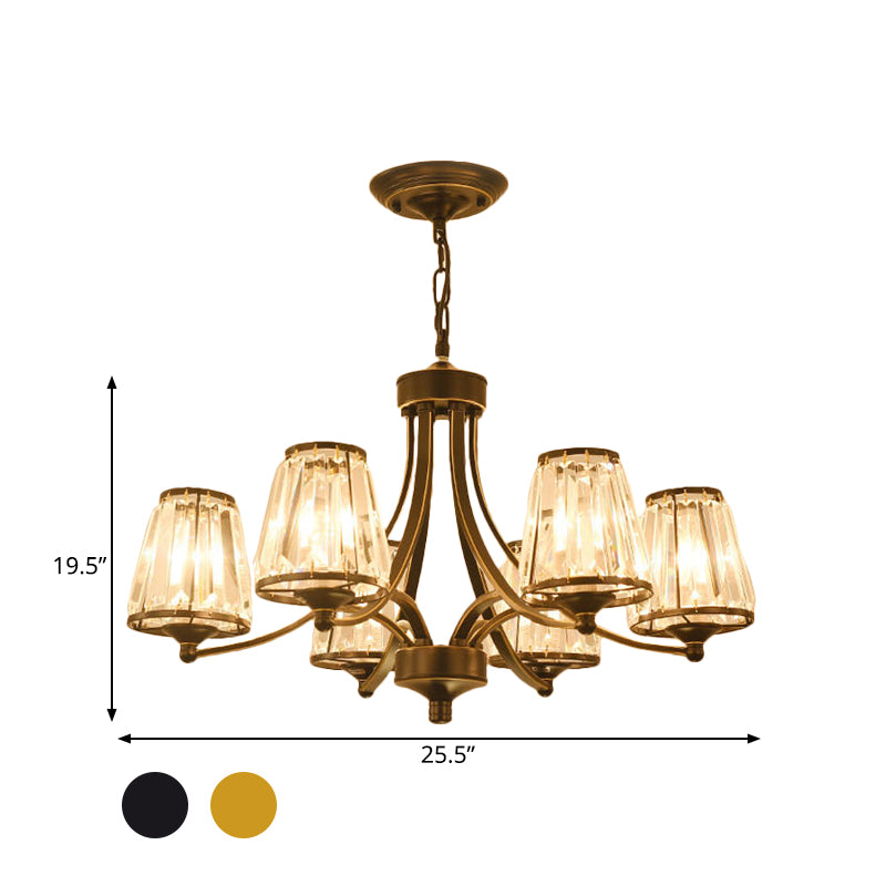 Circular Crystal Chandelier Lamp: Elegant Hanging Light For Bedrooms With Gold/Black Touches -