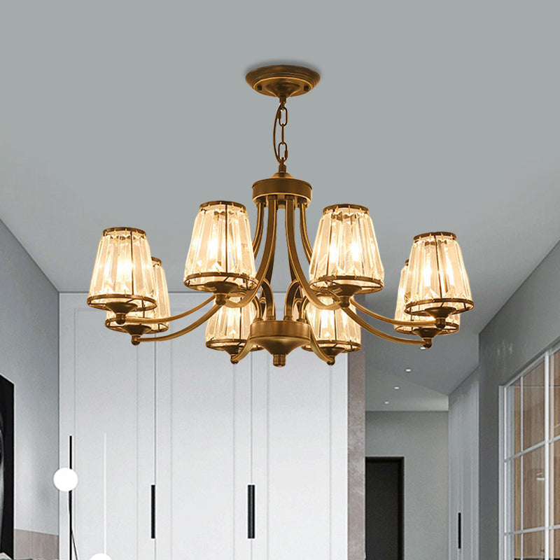 Circular Crystal Chandelier Lamp: Elegant Hanging Light For Bedrooms With Gold/Black Touches -