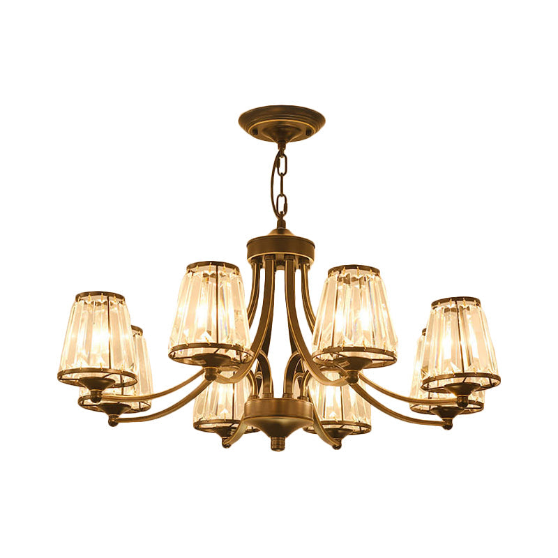 Circular Crystal Chandelier Lamp: Elegant Hanging Light For Bedrooms With Gold/Black Touches -