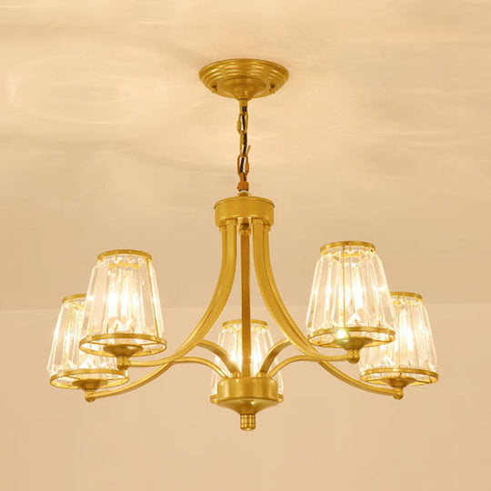 Circular Crystal Chandelier Lamp: Elegant Hanging Light For Bedrooms With Gold/Black Touches -