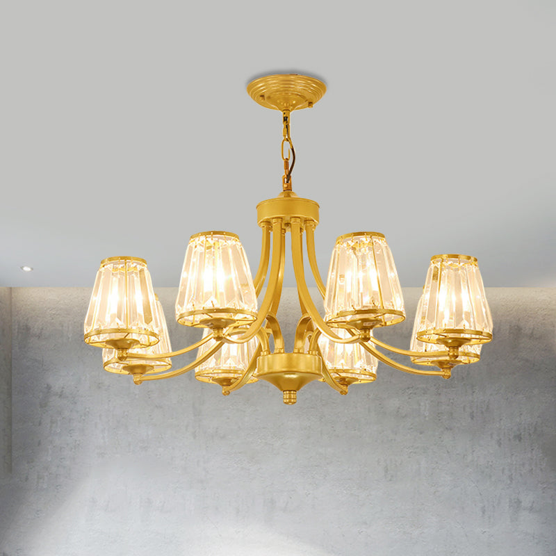 Circular Crystal Chandelier Lamp: Elegant Hanging Light For Bedrooms With Gold/Black Touches -