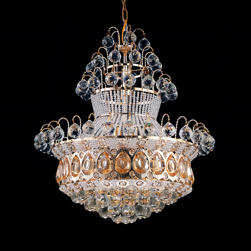 Modern Crystal Gold Chandelier Ceiling Light Fixture - 10 Lights Bedroom