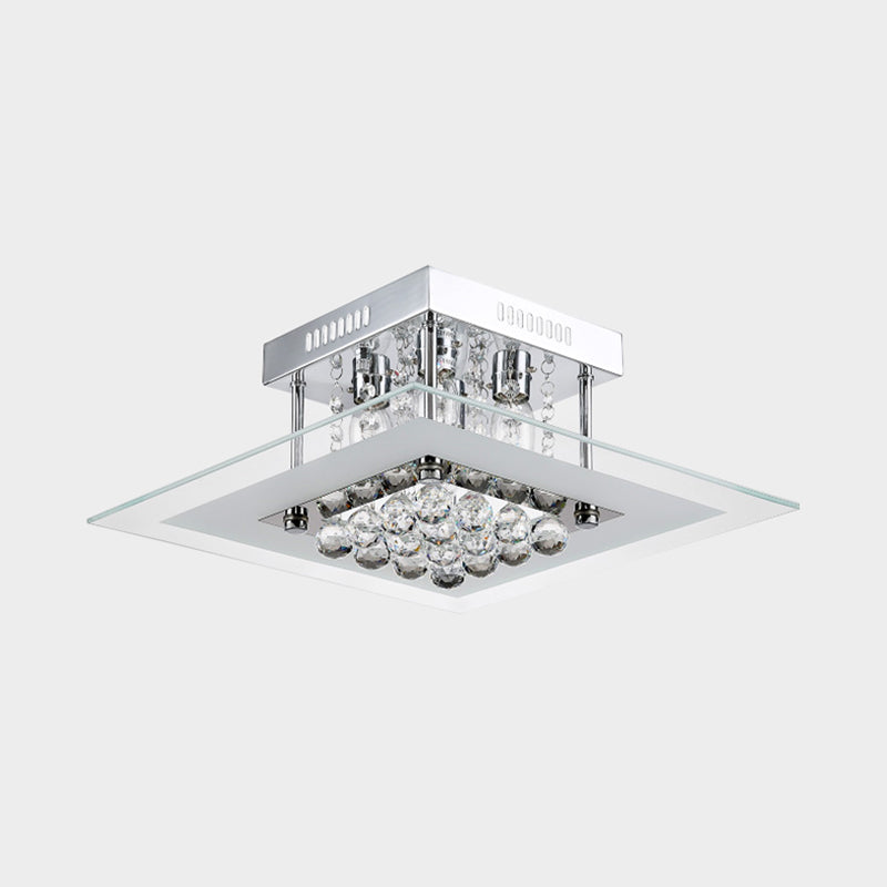 Modern Crystal 4 - Light Flush Mount Ceiling Lamp Chrome Finish