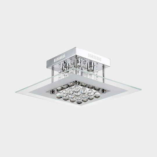 Modern Crystal 4 - Light Flush Mount Ceiling Lamp Chrome Finish
