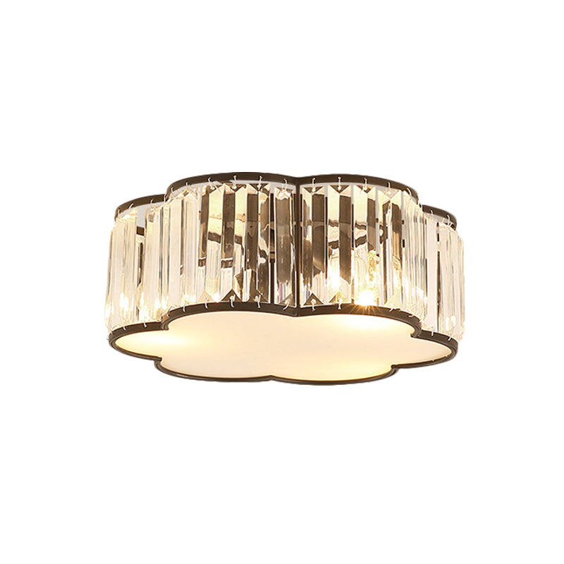 Contemporary Black Crystal Cloud Flush Lamp With 3/4/5 Lights - Bedroom Flushmount Lighting