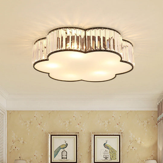 Contemporary Black Crystal Cloud Flush Lamp With 3/4/5 Lights - Bedroom Flushmount Lighting