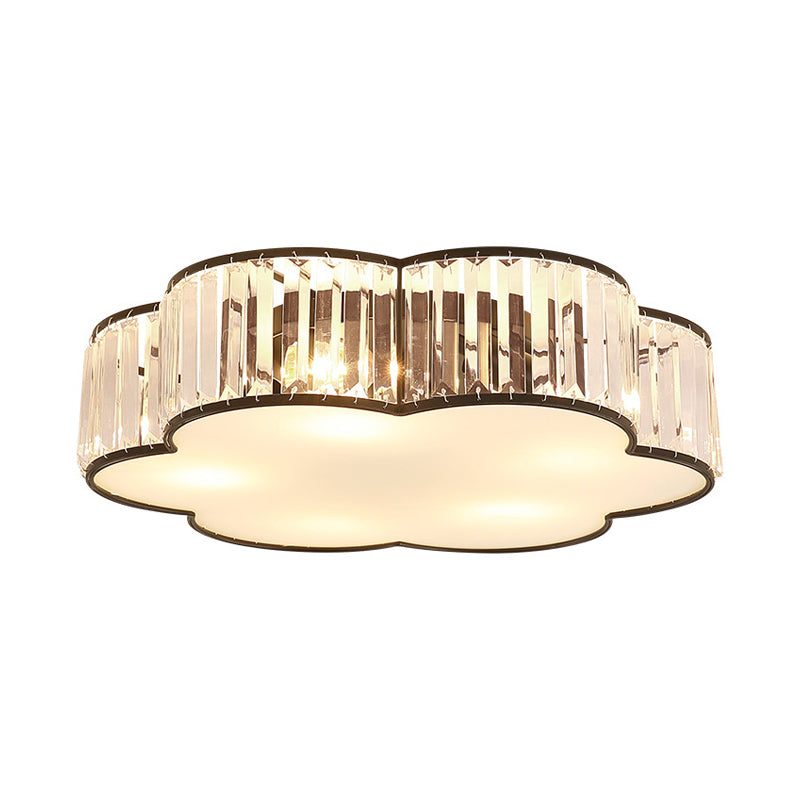 Contemporary Black Crystal Cloud Flush Lamp With 3/4/5 Lights - Bedroom Flushmount Lighting