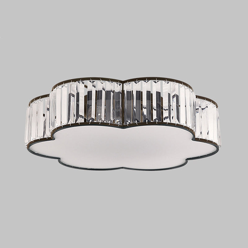 Contemporary Black Crystal Cloud Flush Lamp With 3/4/5 Lights - Bedroom Flushmount Lighting