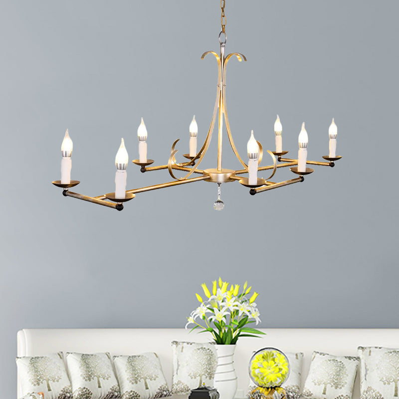 Metal Island Chandelier Light - Traditional Candle Shape 8 Bulbs Gold/Silver
