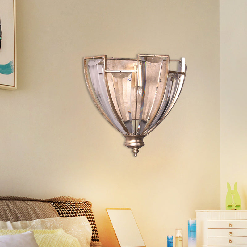 Traditional Crystal Dome Sconce Light - Sleek Contoured Wall Mount