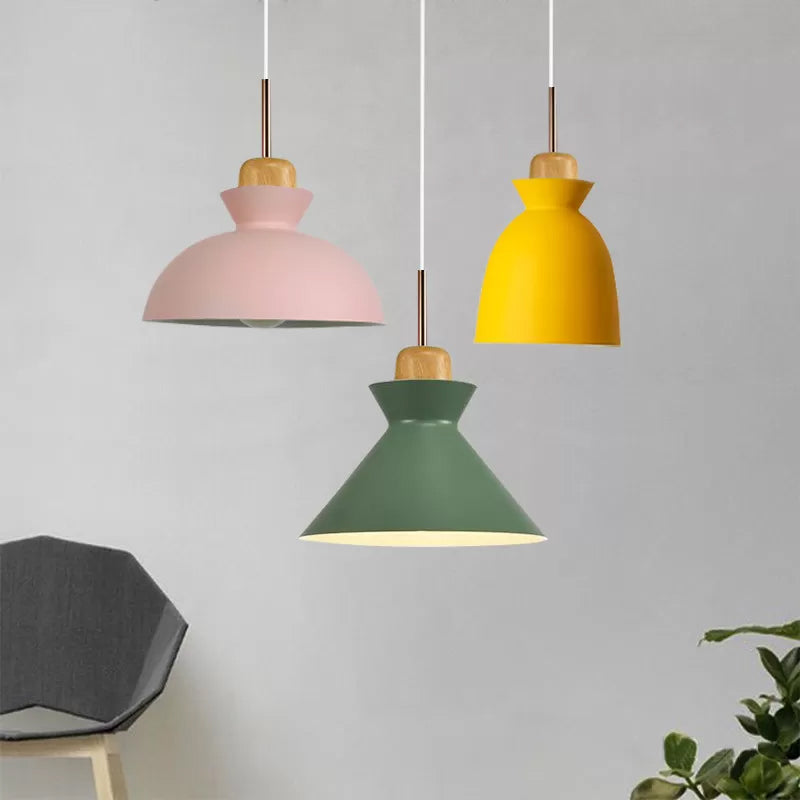 Contemporary Gray/White Bell Shade Pendant Ceiling Lamp - Metallic Indoor Hanging Light With 1 Bulb